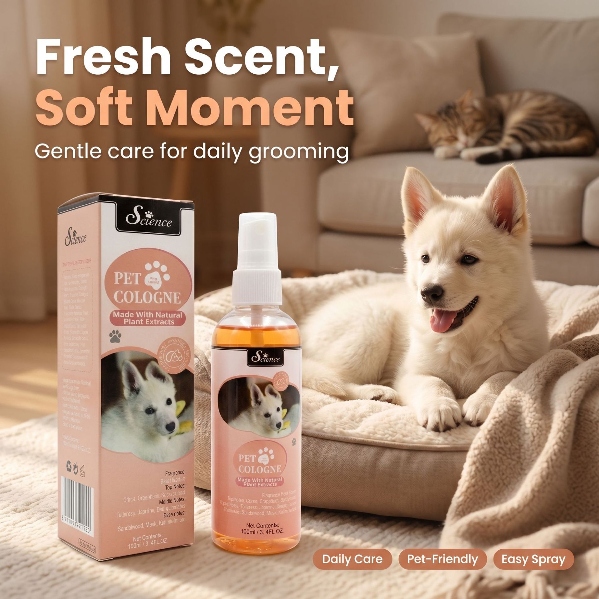 Perfume Fragrance Shampoo - 100개입 애완동물 냄새 제거 스프레이 강아지